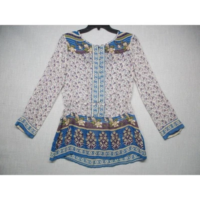 Blusa túnica Lucky Brand multicolor boho floral cachemira para mujer talla M Foto 1 de 4