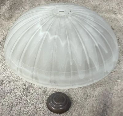 Vintage Frosted Swirls Opaque Light Shade Glass Dome - Flush Mount - 9 7/8" - Image 1 of 4
