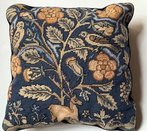 Rare English Tapestry *NEEDLEPOINT DECORATIVE PILLOW Deer Flowers Retails $180 - Picture 1 of 15