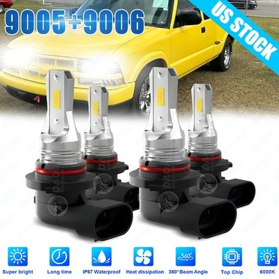 For Chevrolet S10 1998 - 2002 2003 6000K LED Headlight High&Low Bulbs Combo kit - Image 1 of 4