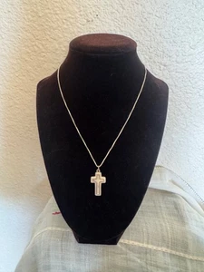 Vintage Sterling Silver Cross Pendant on boxed link 16.25” Necklace 5.5g Estate - Picture 1 of 6