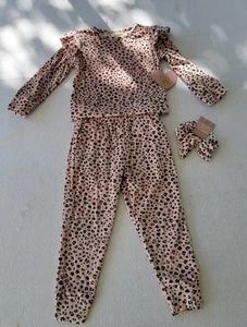 btween rosa und schwarz Leopard Kinder passendes Set Größe 4 Neu mit Etikett - Bild 1 von 10
