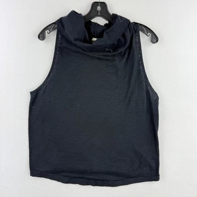 Top We The Free People sin mangas cuello alto talla L negro tejido holgado Foto 1 de 4
