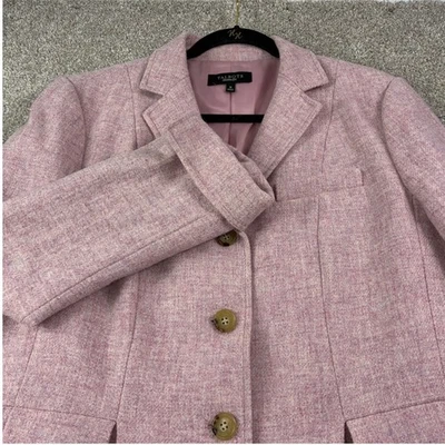 Chaqueta Blazer Talbots Rosa Lana Tweed Mujer Talla 10 Peplum Plisado Botón Frontal Foto 1 de 4
