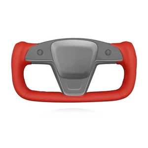 DIY Red Smooth Artificial Leather Steering Wheel Cover for Tesla Model S Yoke... - Picture 1 of 9