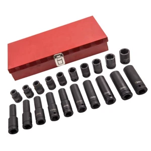 1/2 inch Heavy Duty Drive Deep Impact Sockets Long Reach Wheel Wrench Nut 20pcs - Picture 1 of 11