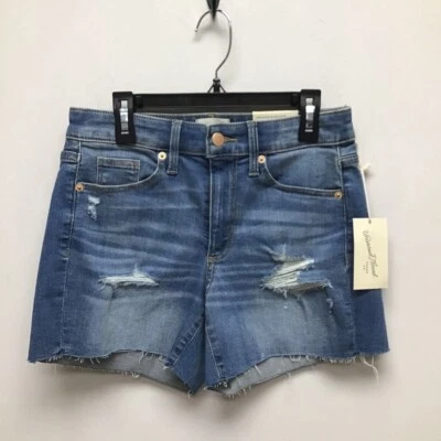 Universal Thread Womens Jean Shorts Blue Stretch Medium Wash Distressed 0/25 New - Image 1 of 4