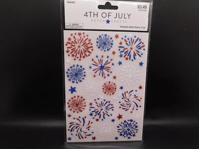 4 de julio papel manualidades fuegos artificiales brillo pegatinas 31 piezas Foto 1 de 2