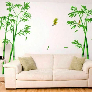 Wandsticker Wandtattoo Wandaufkleber Grüne Bambus Vogel Wohnzimmer Blumenranke - Bild 1 von 8