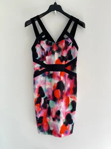 French Connection Shift Mini Dress Black Pink Grafitti Print UK 10 - Picture 1 of 7