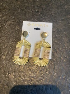 Pendientes colgantes Panacea amarillos y rosas oro ovalados geométricos 🎁 - Imagen 1 de 4