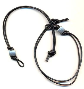 Bracciale in cuoio e metallo argentato a due fili - Imagen 1 de 2