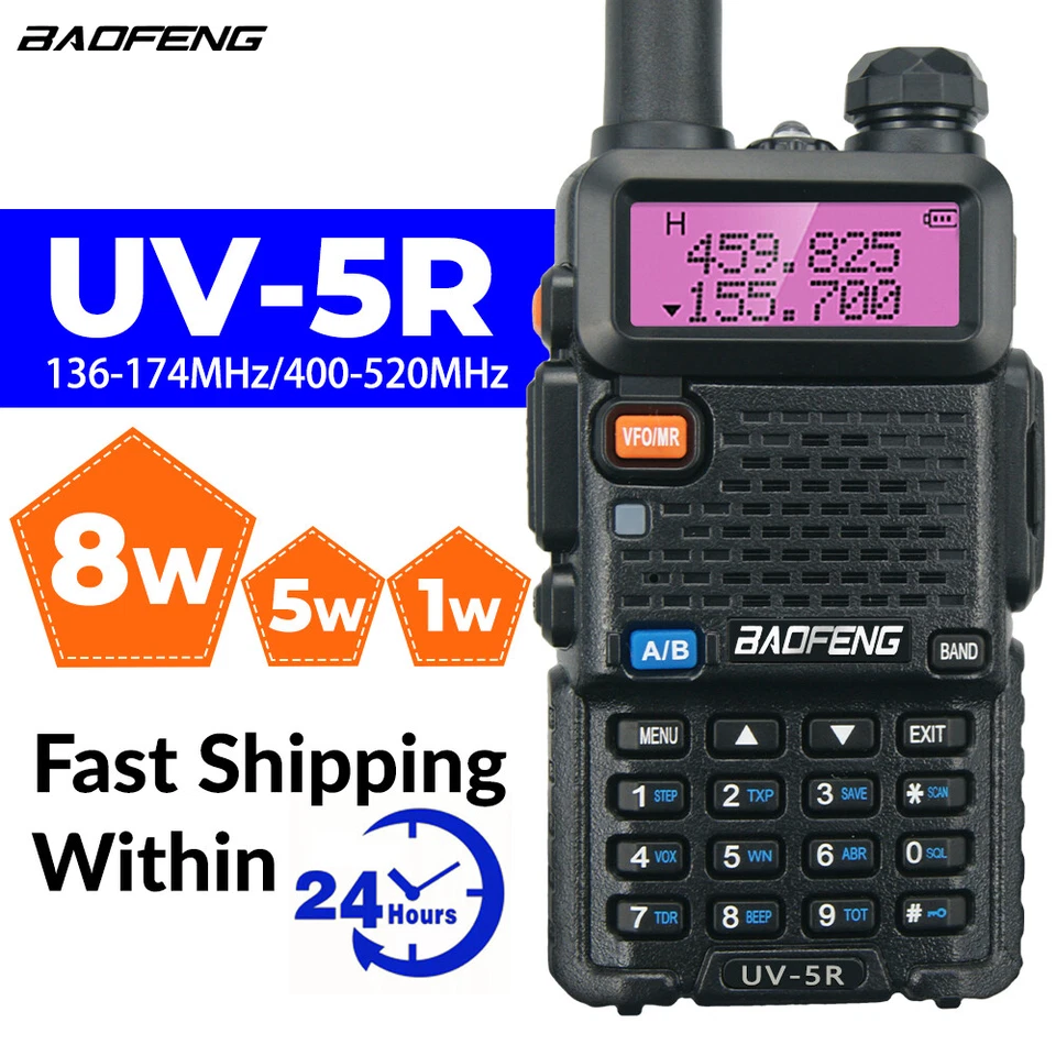 US 2021 Baofeng UV-5R Two way Radio 8W VHF UHF FM Transceiver Ham Walkie Talkie - Image 1 of 4