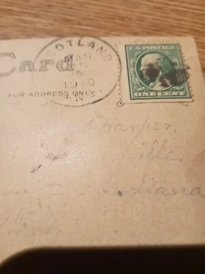 Vintage Postcard with U.S."one cent" Rare Benjamin Franklin green stamp 1910 - Image 1 of 2