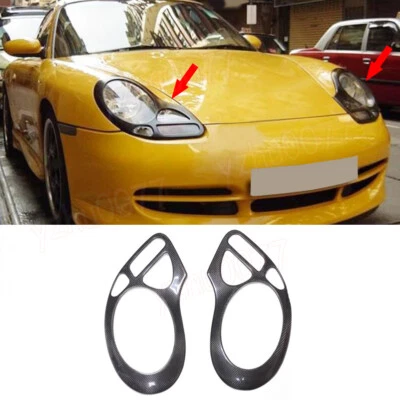 Cubierta de luces delanteras de fibra de carbono para Porsche Boxster 2003 2004 2 piezas Foto 1 de 4