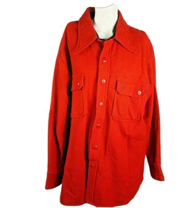 CPO Mens Vintage  Red Wool Blend Shirt Jacket Large Tall Button Down Long - Picture 1 of 11