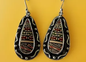 Mata Ortiz Pottery Shard Sterling Silver Agustin Torres Beltran Earrings Jewelry - Picture 1 of 4