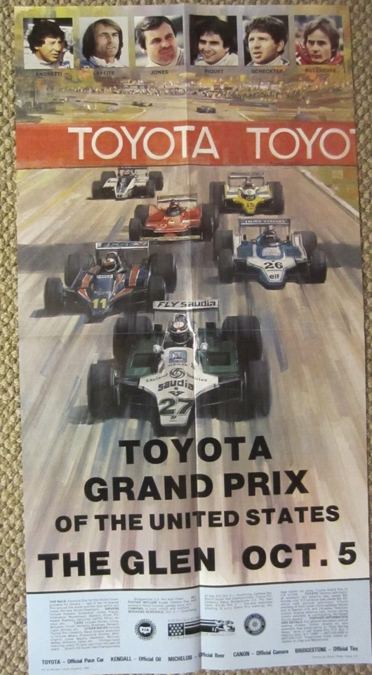 Original 1980 Watkins Glen United States Grand Prix poster F1 Formula 1 Ferrari - Image 1 of 1