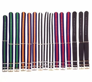 TWC Nylon GESTREIFT Slip-Thru Ersatz Uhrenarmband Band 20 mm - Bild 1 von 31