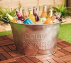 24L COLD DRINKS GALVANISED STEEL OVAL TUB BEVERAGE BEER LAGER OUTDOOR ICE BUCKET