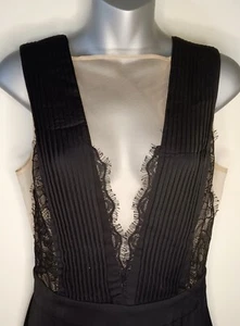 Be Be Pleat Lace Mesh Bodice Pant Jumper Black Sz 4 Women Party Event - Picture 1 of 11
