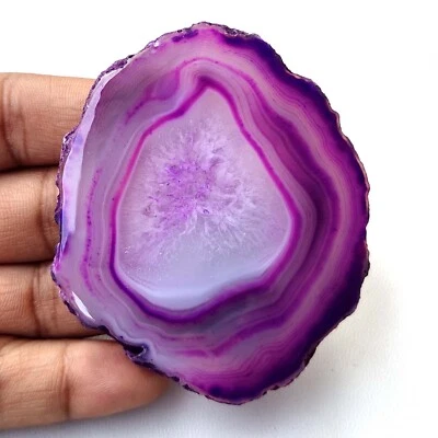 Purple Slice Agate Druzy Geode Gemstone Loose Natural Cabochon 292 Cts #9520 - Image 1 of 4