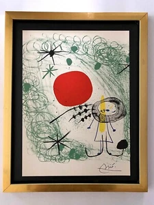 🔥Joan Miro | Vintage 1958 Signed Colorful Print | Mounted and Framed | Buy Now! - Picture 1 of 3