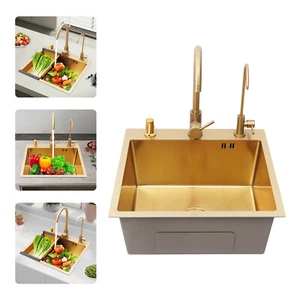 50*45cm Küchenspülen Einzelnes Becken Edelstahl Drop-in Abfluss Unterbauspüle - Bild 1 von 19