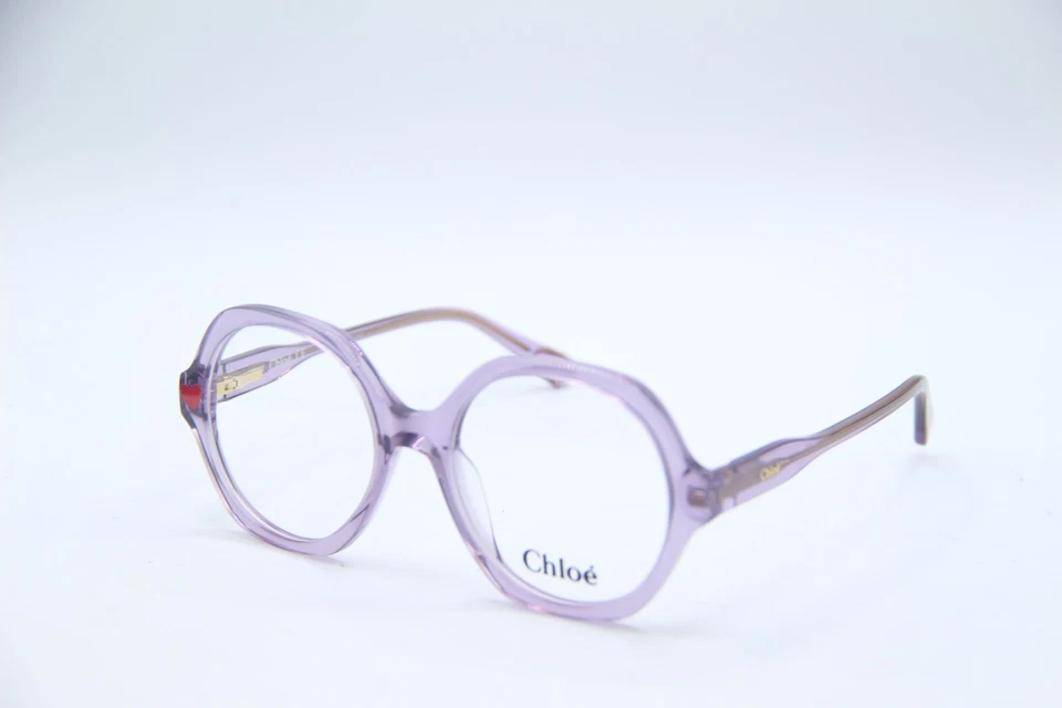 NEW CHLOE CC 0012O 002 CLEAR PURPLE GOLD AUTHENTIC FRAMES EYEGLASSES 48-17 - Image 1 of 3