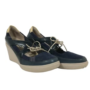 Tsubo Blue And White Wedge Sneakers 8372-INF Womens US 9.5 UK 8 EU 40.5 F8913K - Picture 1 of 23