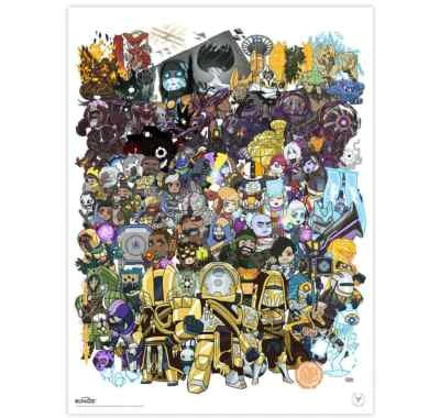 Póster artístico Destiny 2 6th Birthday 2020 caras familiares - Desarrollador oficial de Bungie Halo Foto 1 de 2