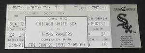 Carlton Fisk HOF Home Run Full Mint Unused Ticket 1991 White Sox vs Rangers - Picture 1 of 2