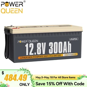 Power Queen Lithium Battery 12V 300Ah LiFePO4 3840Wh for Solar Off-Grid Cabin - Picture 1 of 9