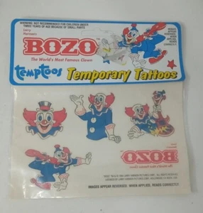 Vintage 1994 Bozo the Clown Temporary Tattoos Larry Harmoms Picture Corp - Picture 1 of 5