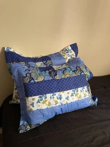 Caledonia Blue Floral Patchwork Pillow Sham 2 Piece Set - Picture 1 of 9