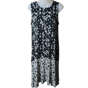 Ann Taylor Loft Damen Medium Tropical Floral Kleid Ärmellos Schwarz Weiß - Bild 1 von 11