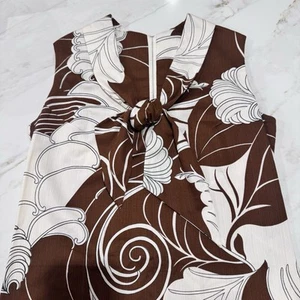 Vintage 70er Jahre Damen Größe 12 ärmelloses Etuikleid in Mod braun Blumenmuster - Bild 1 von 16