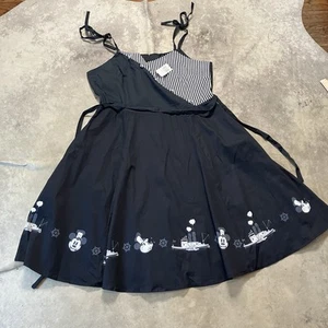 Disney Her Universe Dress Womens Size 3X Black Steamboat Willie Retro Tie - Picture 1 of 11