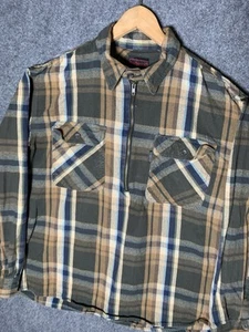 Five Brother Flanell 1/4 Reißverschluss XL braun kariert Vintage Arbeitskleidung schwer dick - Bild 1 von 24