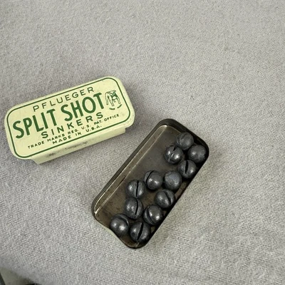 Vintage Pflueger Split Shot Sinkers Tin 3/4 Full - Image 1 of 4