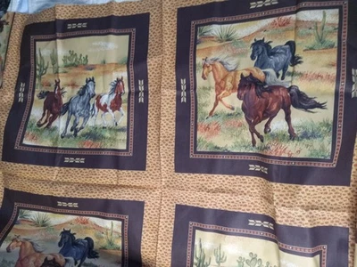 Lote de 4 paneles de cortina de almohada de tela de 2 lados vaquero occidental desierto texano caballo  Foto 1 de 4