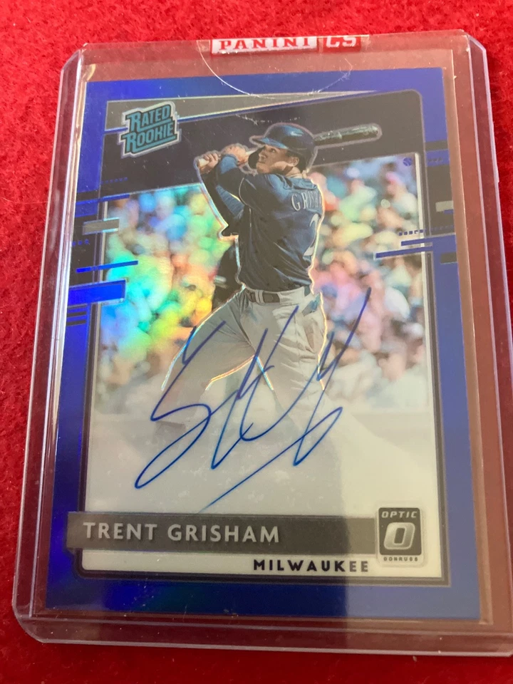 2020 Panini Optic Trent Grisham Auto  Rated Rookie Blue Prizm 15/75 - Image 1 of 2
