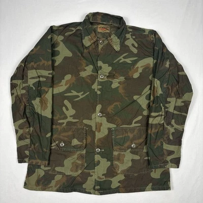 Винтажная мужская камуфляжная рубашка Saftbak на пуговицах большой размер ERDL усталость поплин военная - Изображение 1 из 4