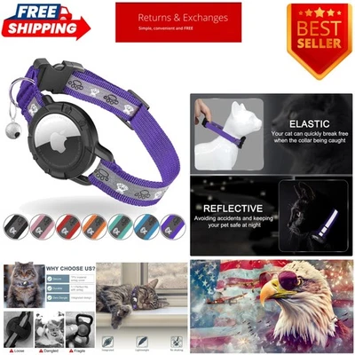 Lightweight Purple AirTag Cat Collar - Integrated GPS & Reflective Strips XS - Image 1 of 4