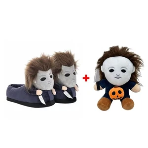 Halloween Michael Myers Funny Black King Plush Slippers Soft Non-Slip Shoes Wome - Picture 1 of 12