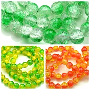 CRACKLE GLAS RUND PERLEN 4 MM, 6 MM, 8 MM, 10 MM - FARBE WÄHLBAR - Bild 1 von 4