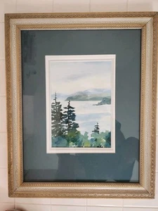Framed Original Watercolor Of Pacific Northwest Signed By E. Pudsey 17" X 21" - Picture 1 of 2