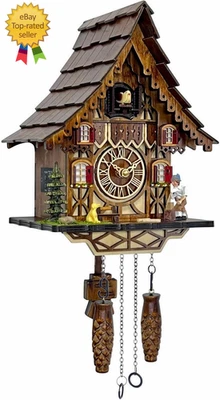 Reloj de cuco para arte de pared: 12 melodías, control de volumen, modo nocturno, estilo alemán Foto 1 de 4