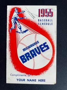 1955 Milwaukee Braves Baseball Pocket Game Schedule Pre Production RARE Aaron - Picture 1 of 2