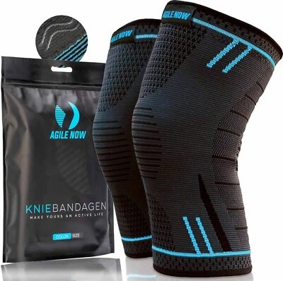 AGILE NOW Kniebandage Männer Frauen Sport [2er Set] Sport Bandage Kniestütze NEU - Bild 1 von 4